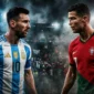 Lionel Messi, Cristiano Ronaldo, Timnas Argentina dan Timnas Portugal. (Foto: AI) 