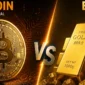 Ilustrasi perbandingan bitcoin vs emas (Foto: AI)