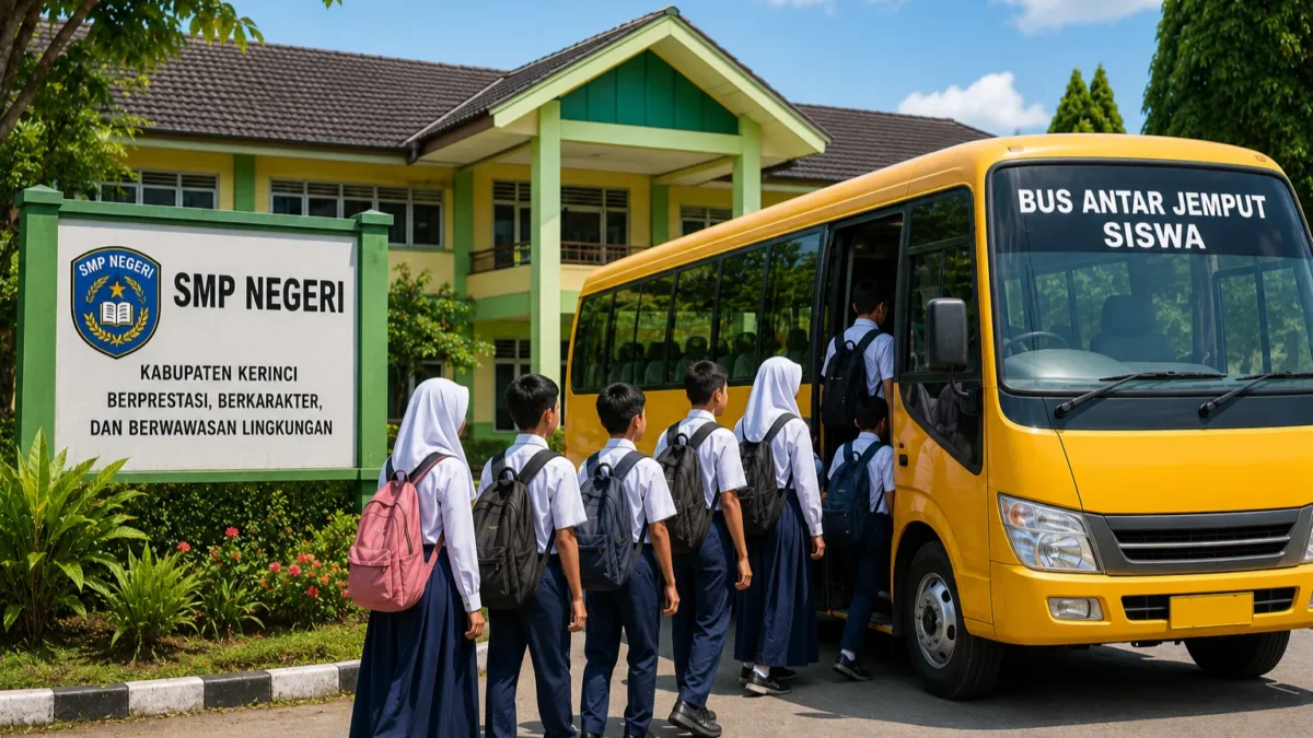 Ilustrasi bus sekolah antar jemput (Foto: AI)