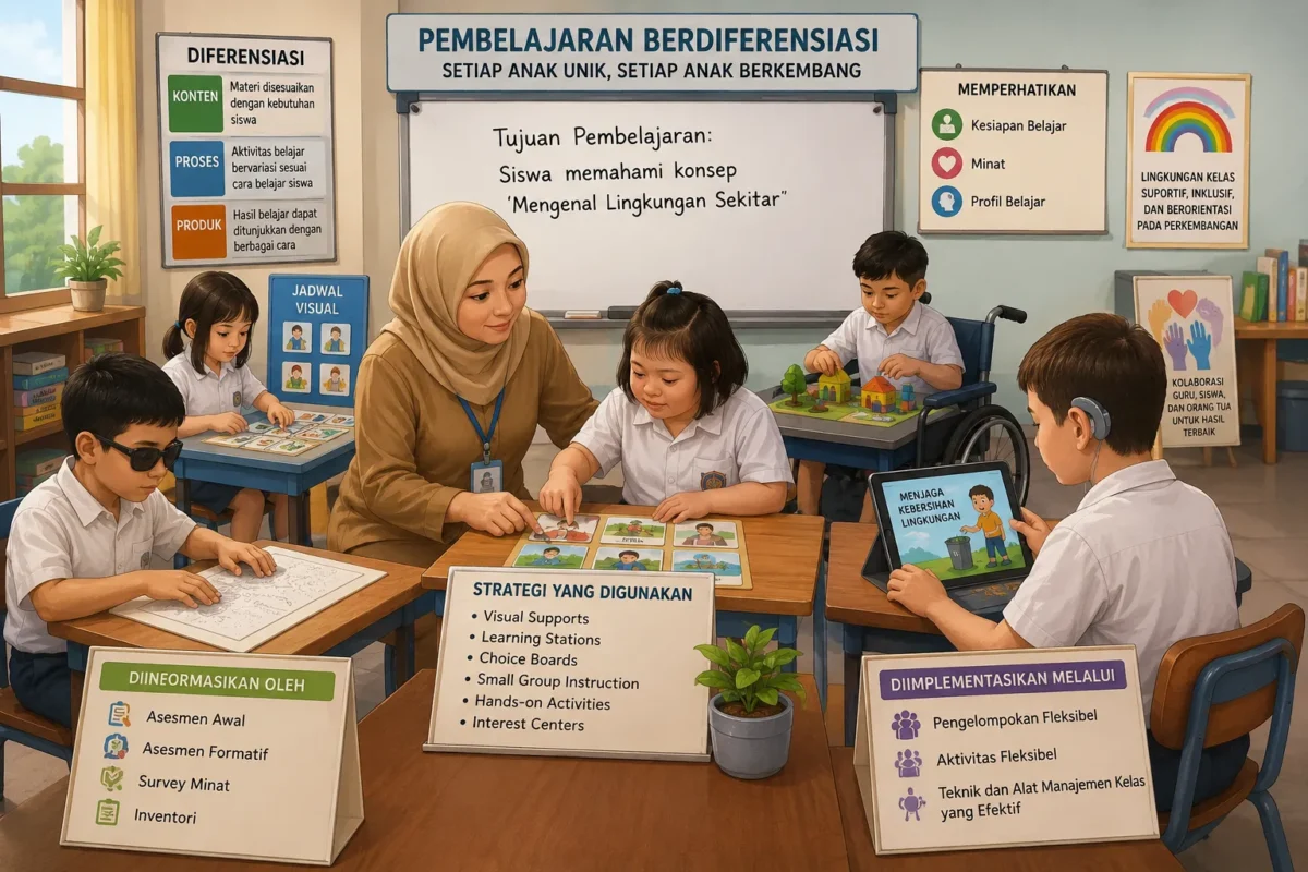 Ilustrasi model pembelajaran berdiferensiasi (Foto: AI)