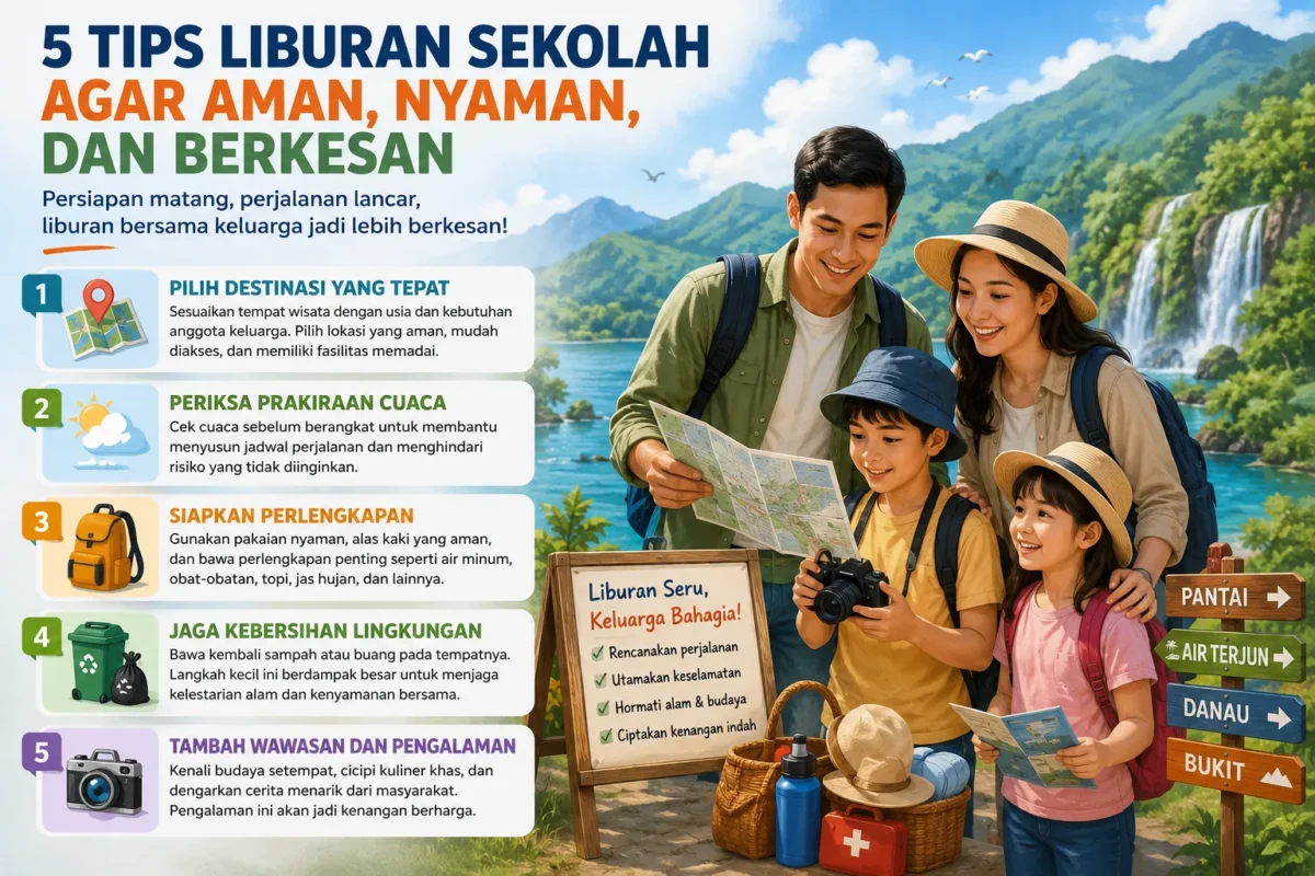 Ilustrasi Tips Liburan Sekolah agar Aman, Nyaman, dan Semakin Berkesan ( Foto: AI)