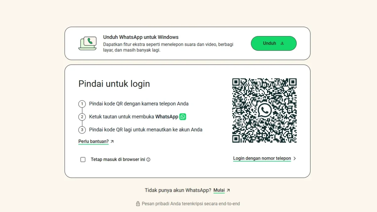 Halaman Login WA WebWeb (Foto: WhatsApp)