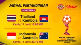 Live streaming ASEAN U19 Boys Championship 2026 - semifinal di Vidio. (Foto: doc. vidio)