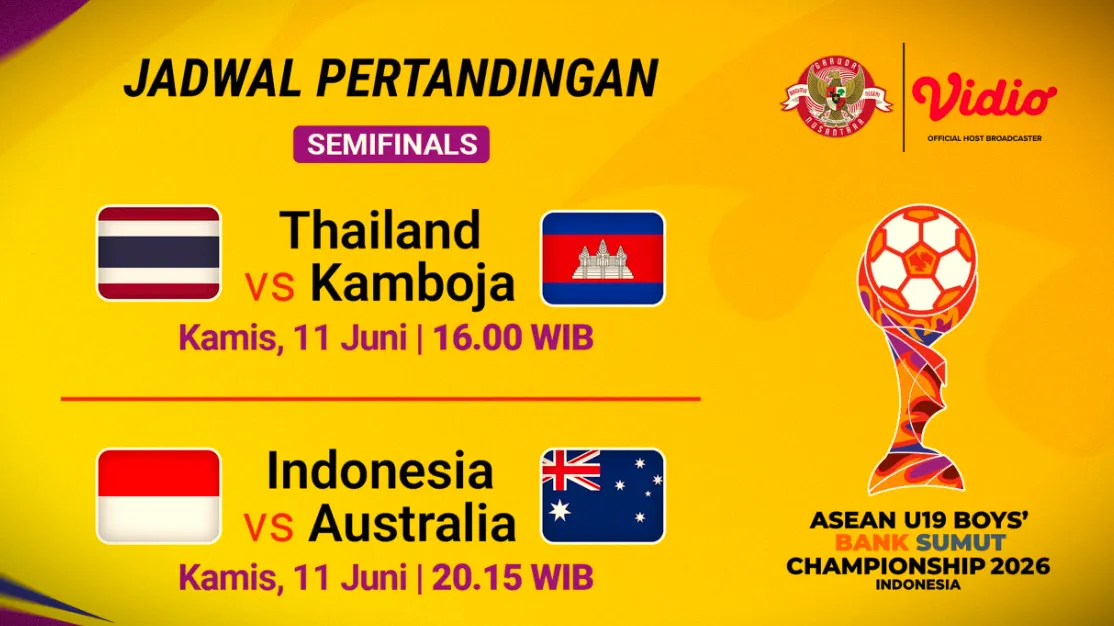 Live streaming ASEAN U19 Boys Championship 2026 - semifinal di Vidio. (Foto: doc. vidio)