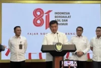 Kemensetneg mengumumkan logo resmi peringatan Hari Ulang Tahun (HUT) ke-81 RI, Senin (29/6/2026). Pemenangnya yakni logo buatan Fajar Novario asal Padang. (Eva Safitri/detik)