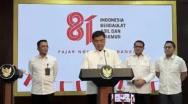 Kemensetneg mengumumkan logo resmi peringatan Hari Ulang Tahun (HUT) ke-81 RI, Senin (29/6/2026). Pemenangnya yakni logo buatan Fajar Novario asal Padang. (Eva Safitri/detik)