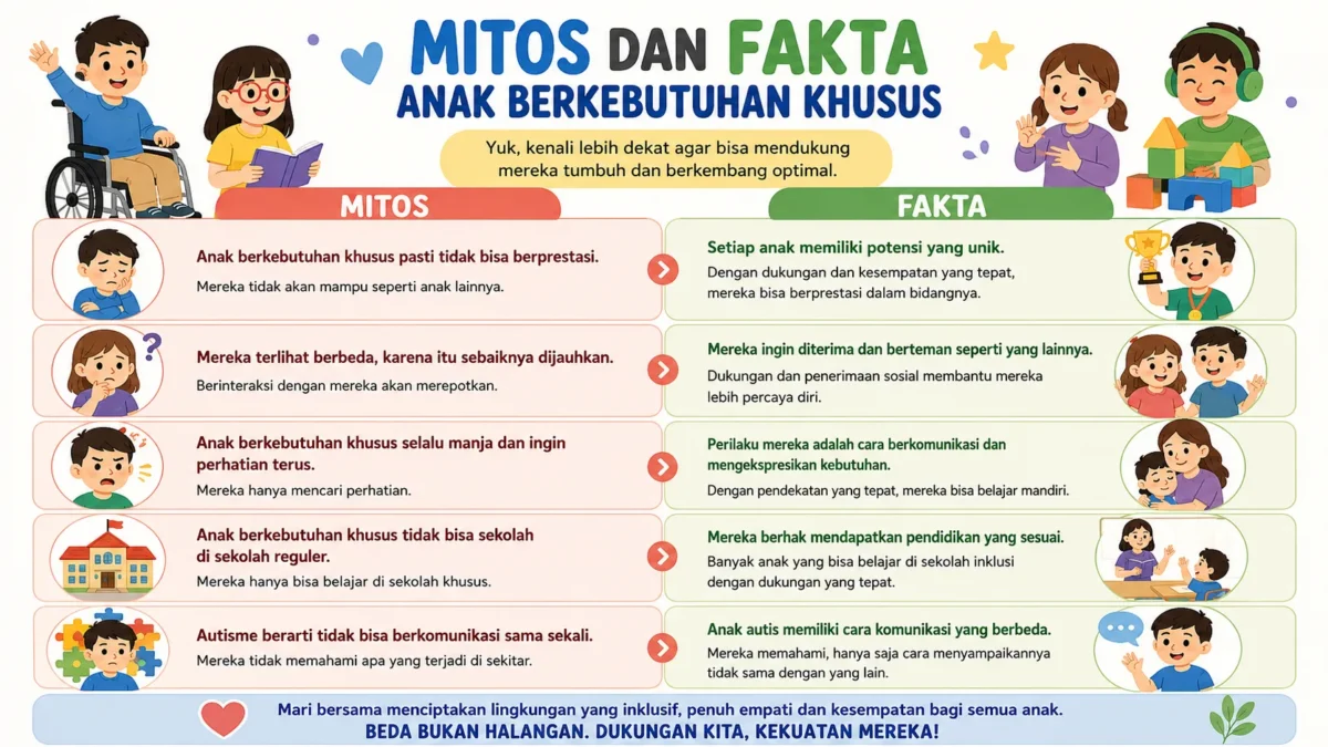 Ilustrasi. Mitos dan Fakta Anak Berkebutuhan Khusus (Foto: AI)