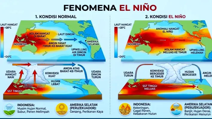 ilustrasi fenomena El Nino (foto : AI gemini) 