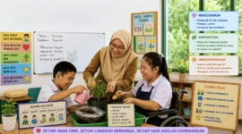 Ilustrasi. Pembelajaran mendalam di SLB (Foto: AI)