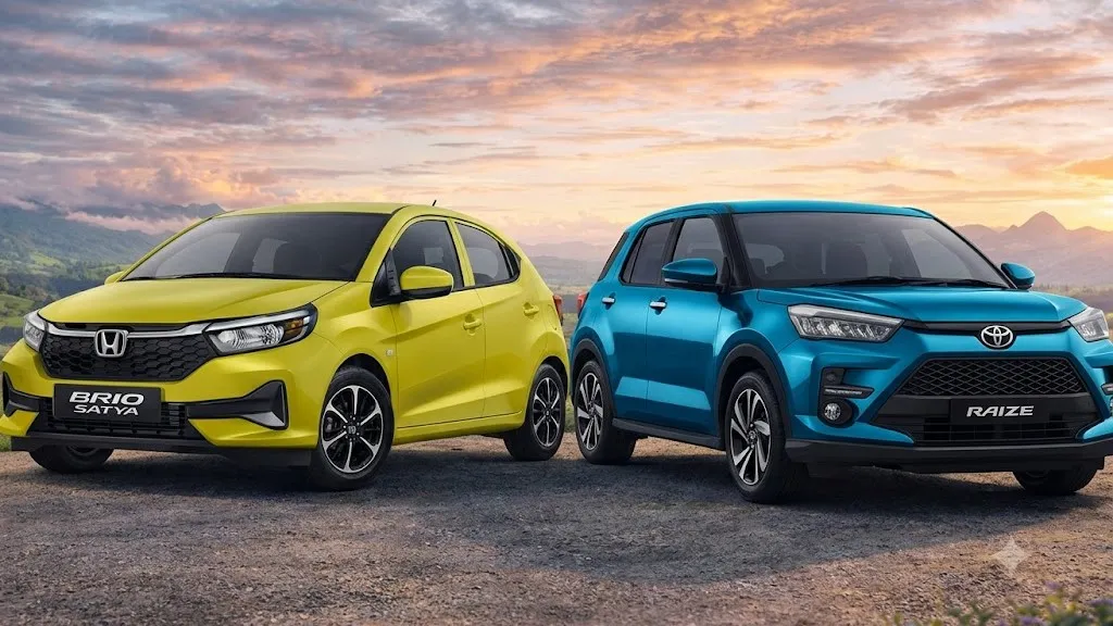 Honda Brio RS vs Toyota Raize (Foto:  Gemini AI)