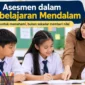 Ilustrasi guru melakukan asesmen dalam Pembelajaran Mendalam bersama peserta didik di ruang kelas (Foto: AI)