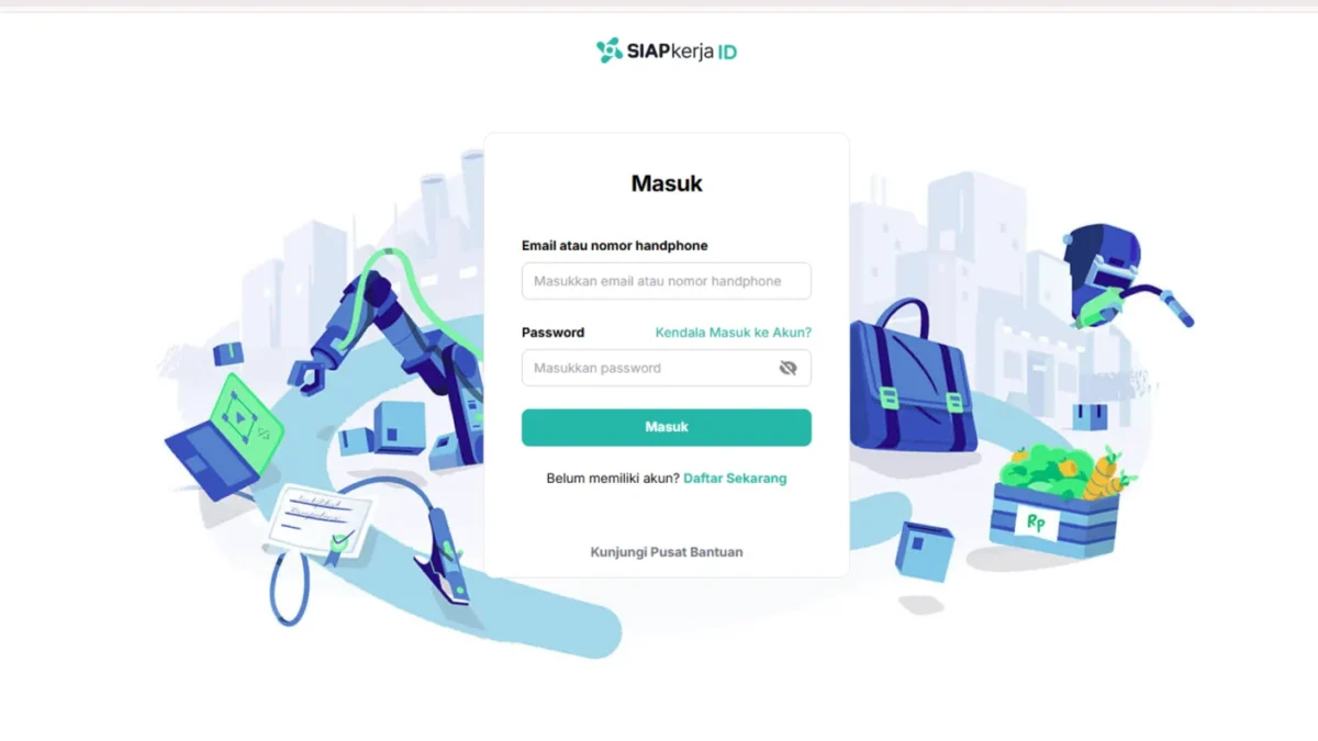 Tangkapan layar laman resmi SIAPkerja Kemnaker. https://account.kemnaker.go.id/auth/login
