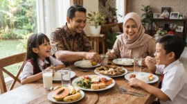 Ilustrasi makanan bergizi seimbang (Foto: AI)